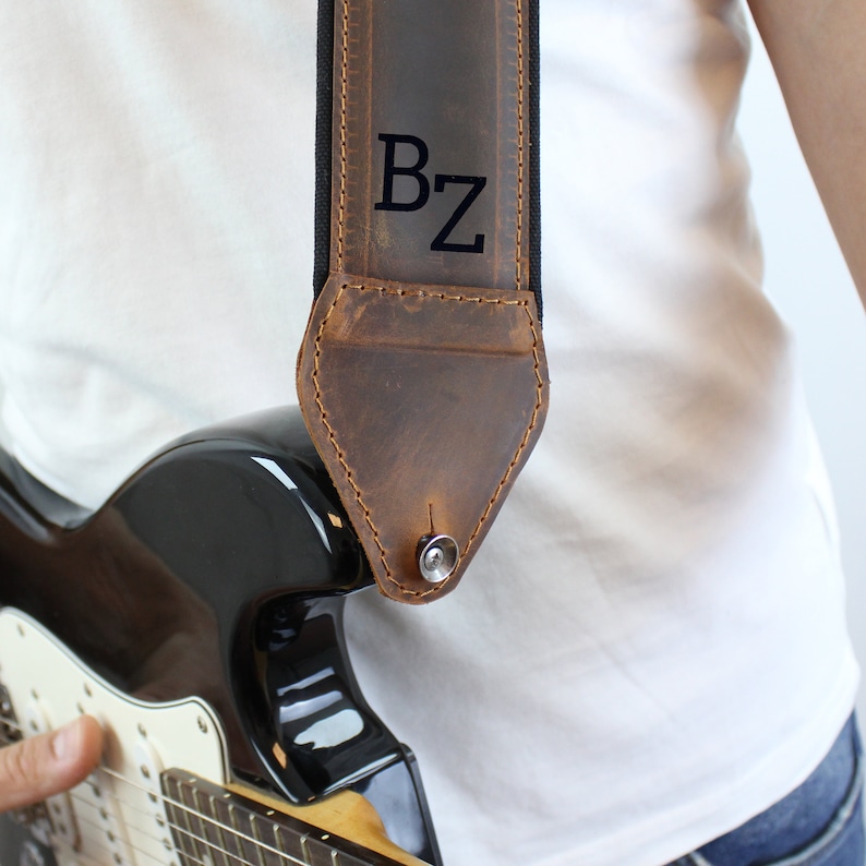 Personalized leather guitar strap / Premium and comfortable strap for guitarist / Gift for musician / Personalized Custom Christmas Gift image 9