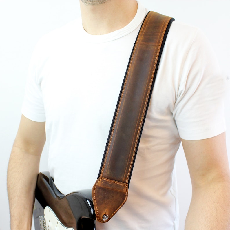 Personalized leather guitar strap / Premium and comfortable strap for guitarist / Gift for musician / Personalized Custom Christmas Gift image 3