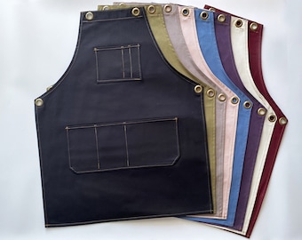 Personalized Canvas Apron for Men and for Women, Restaurant Barista Apron, Utility Apron, Gardener and Florist Washable Monogram Apron