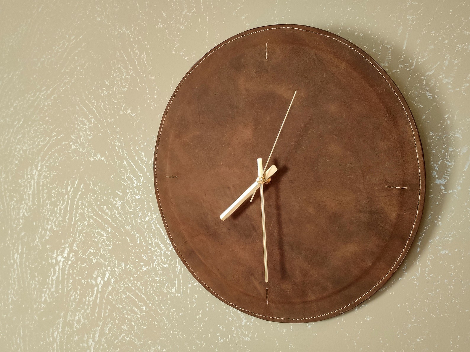 Modern Leather Wall Clock Handmade Wall Decor Unique Etsy