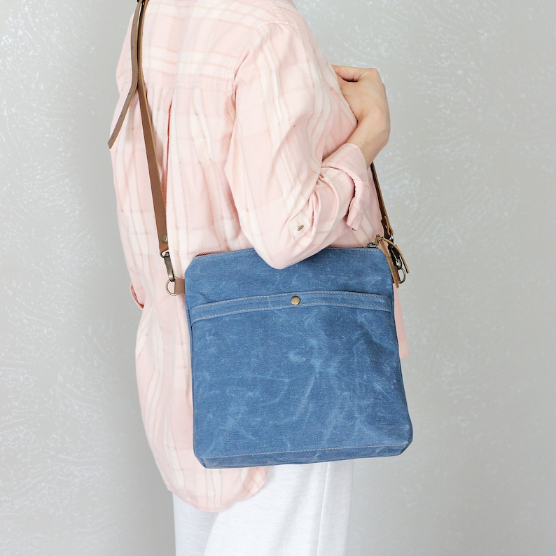 Waxed Canvas and Leather Shoulder Tote Bag for Women / - Etsy