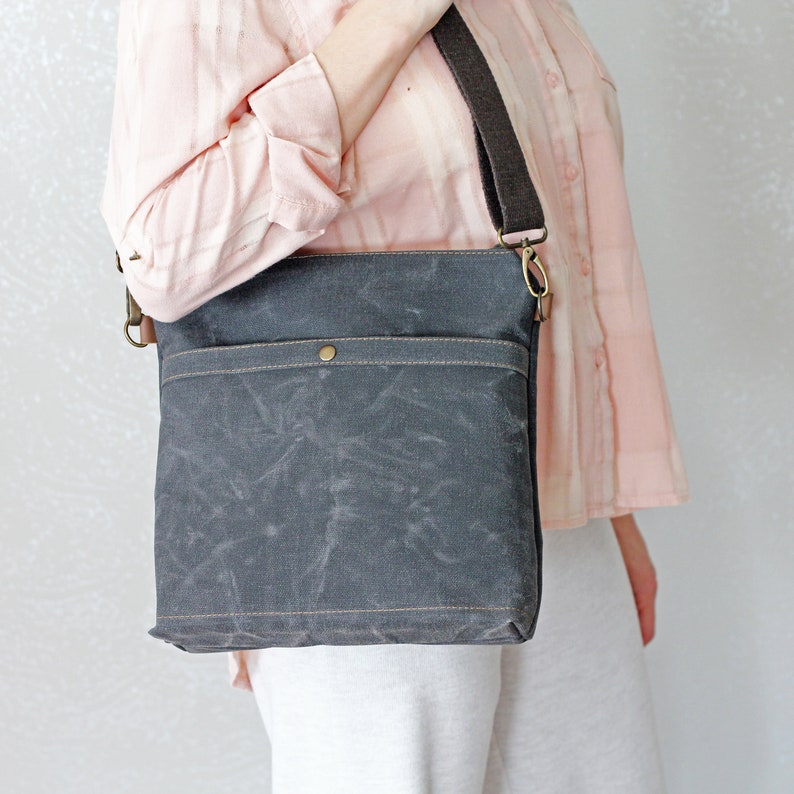 Waxed Canvas and Leather Shoulder Tote Bag for Women / - Etsy