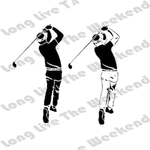 Swingende Golfer SVG File! Ontwerp voor golfers, 2 ontwerpen! Swingende Golfer Afbeelding voor Silhouet of Cricut , Svg, Eps, Dxf