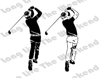 Swinging Golfer SVG File! Design for Golfers, 2 Designs! Swinging Golfer Image for Silhouette or Cricut , Svg, Eps, Dxf