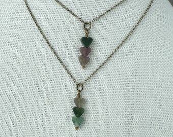 Indian Agate Heart Necklace: Bronze Chain, Handmade Pendant