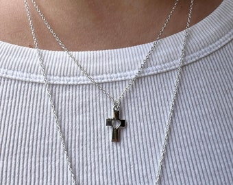 Dainty Sterling Silver Cross Necklace: Minimalist Christian Jewelry