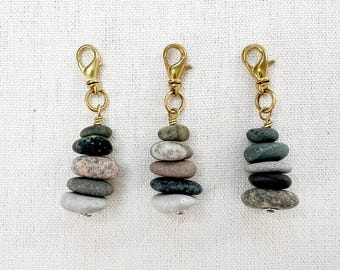 Stacked Lake Stone Charm, Cairn Necklace, DIY Necklace