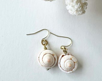 Genuine Shell Earrings: Beach Wedding Jewelry, Minimalist Style
