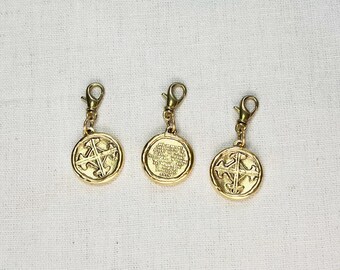 Gold Serenity Prayer Charm, Vintage Style Necklace Pendant
