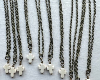 Minimalist Cross Necklace: Bronze Chain, Christian Jewelry