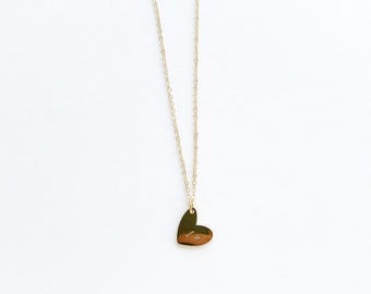 Personalized Heart Charm Necklace, Gold Filled Initial Necklace