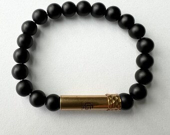 Black Onyx Prayer Bracelet: Brass Clasp, Christian Gift