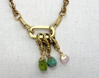 Custom Raw Gemstone Birthstone Necklace, Layering Necklace, Vintage Chain