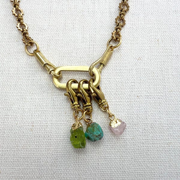Custom Raw Gemstone Birthstone Necklace, Layering Necklace, Vintage Chain