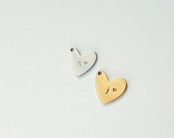 Custom Intial Heart Charm, Gold Heart Charm, Silver Heart Charm