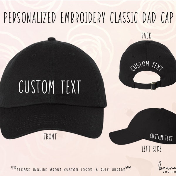 Personalized Custom Embroidery Dad's Cap w/ adjustable strap backs