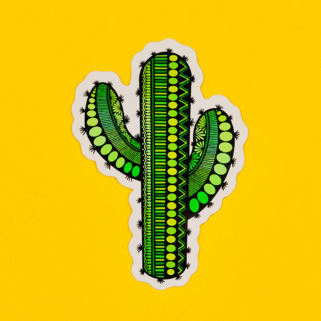 Cactus Vinyl Sticker WATERPROOF Zentangle Design Etsy