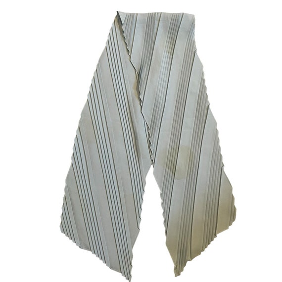 Vintage pale blue pleated long scarf