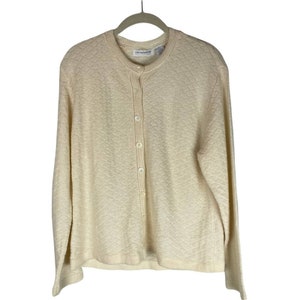 Vintage Liz Claiborne patterned button front cardigan sweater lambswool angora