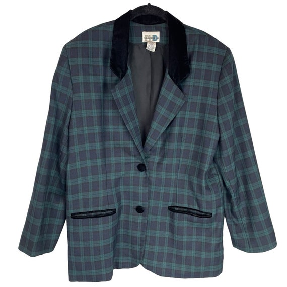 Vintage Paul Harris tartan plaid jacket velvet tri