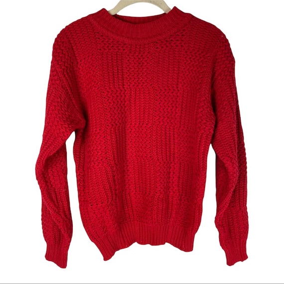 Vintage chunky red mock neck sweater - image 1