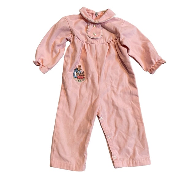 Vintage 70s Beatrix Potter bunny embroidered pink 