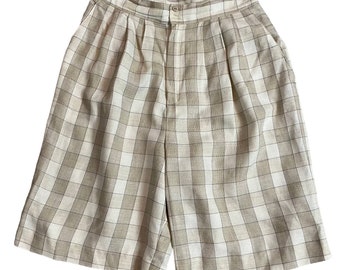 Vintage 90s Christy Girl plaid high rise pleated front Bermuda shorts