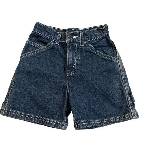 Vintage 90s Levi’s dark wash utility carpenter denim jean shorts 10 SLIM