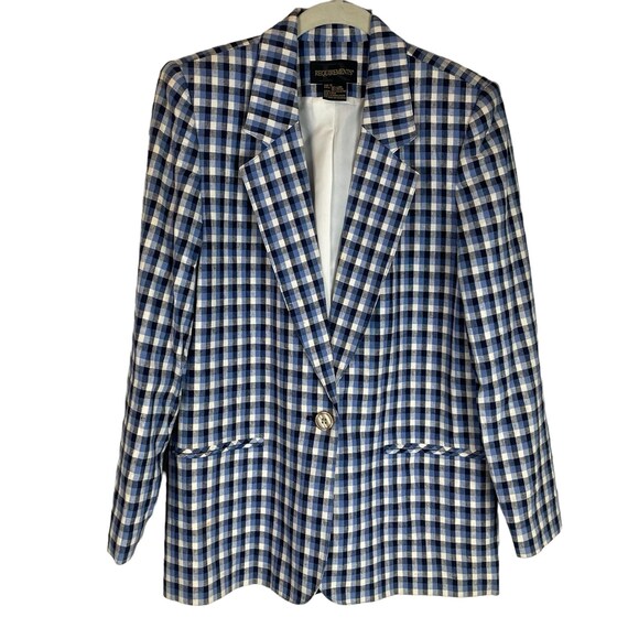 Vintage Requirements linen blend plaid blazer