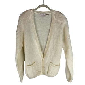 Vintage Penbrooke Lane cream mohair blend cardigan sweater size medium