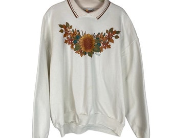 Vintage Morning Sun collared floral graphic sweatshirt