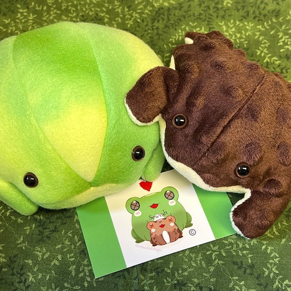 Frog and a Toad - BUNDLE - Cute Soft Fluffy Frog, Weighted Frog Toy, Bean Bag Toad, Frog Bean Bag, Frog n Toad