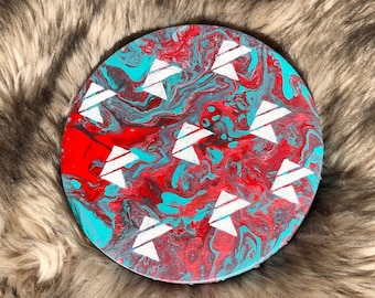 KASKADE inspired REDUX edm rave festival fluid flow metallic pour abstract circle canvas acrylic PAINTING