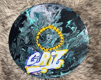 GRIZ inspired Ouroboros hand poured vinyl record painting