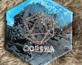ODESZA inspired a moment part hexagon icosahedron 3d glitter painting