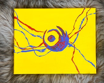 Lights PEP Inspired pour art canvas painting yellow red and blue