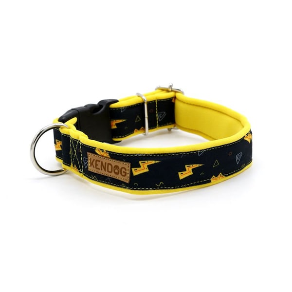 Collier pour chien fait à la main doux néoprène rembourré KenDog imperméable polyester DANGER