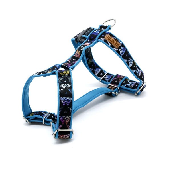 Handmade dog harness guard soft neoprene padded KenDog waterproof polyester BLUE UNIVERSE