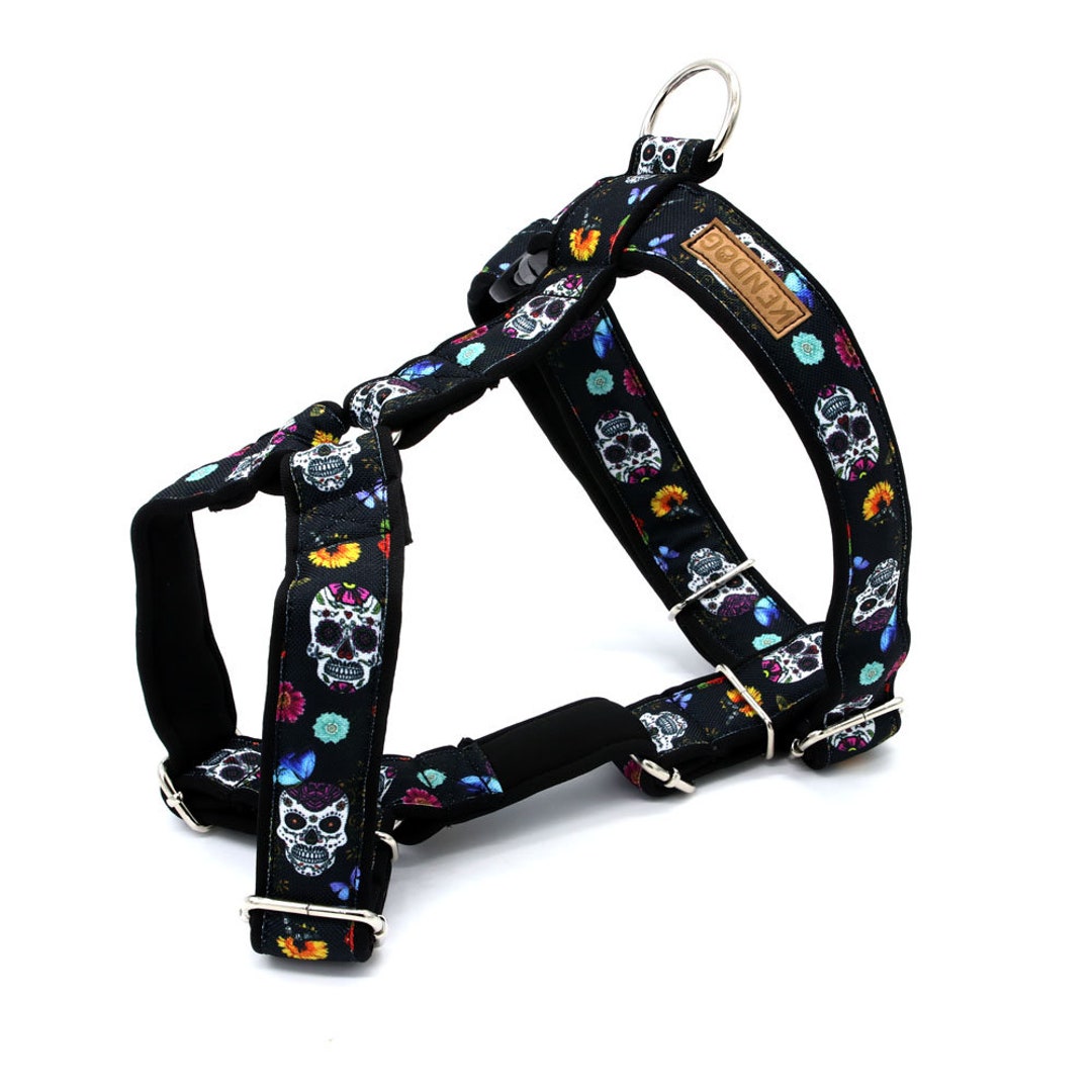 Handmade Dog Harness Guard Soft Neoprene Padded Kendog Waterproof Polyester Skulls Etsy