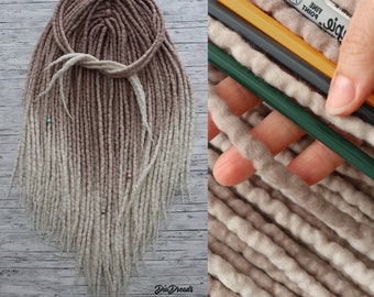 DE Wool dreadlocks ASH platinum blonde ombre dreadlocks 12/16/20/24/28/32"dreads double ended full set merino wool extensions greige taupe