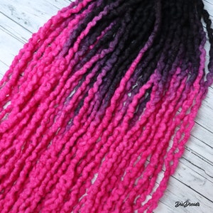 Wavy Dreads MAGENTA DE micro wool dreadlocks double ended full set wool extensions THIN dreads
