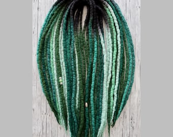Green Wool Dreadlocks DE: DEEP WATERS Braid In Hair Extensions Dreads
