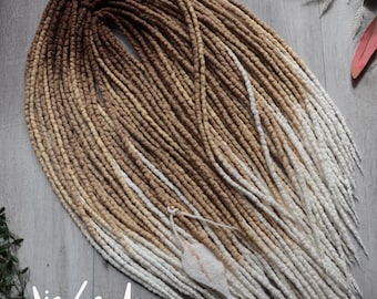 Ombre Blonde Wool Dreads, Double Ended Merino Hair Extensions