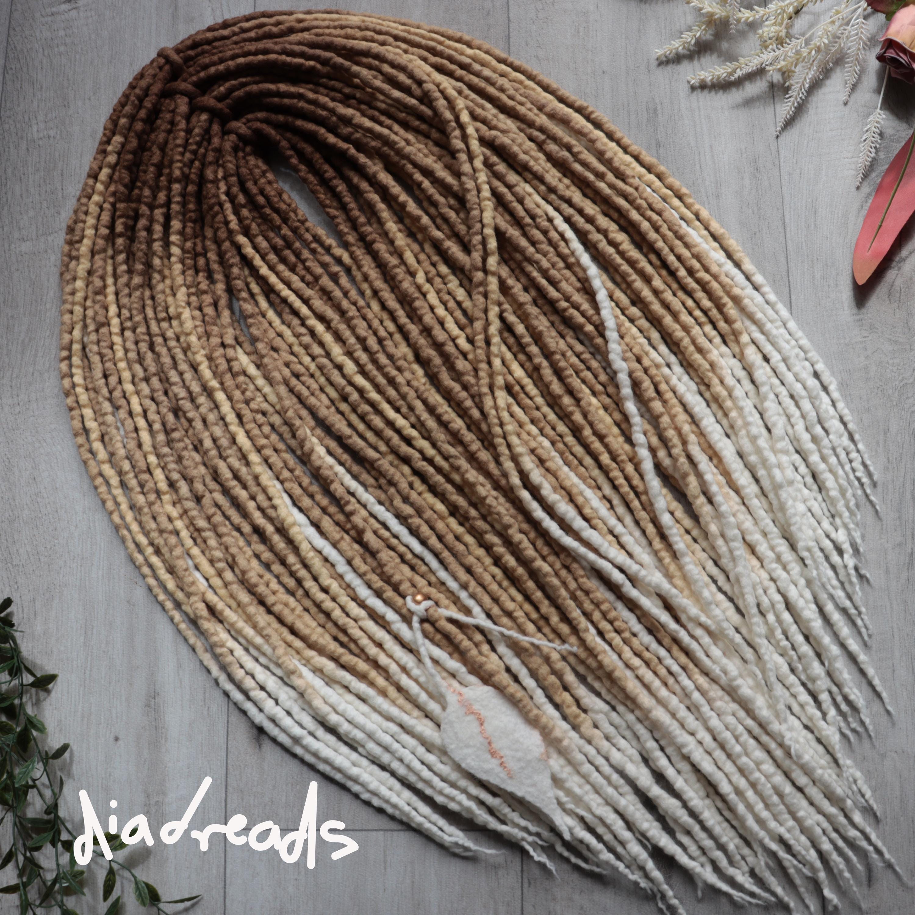 Ombre Blonde Wool Dreads, Double Ended Merino Hair Extensions