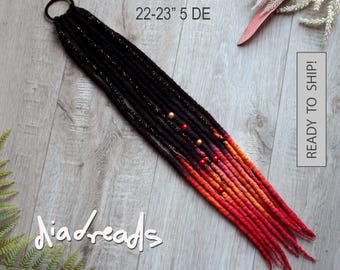 Wool Dreadlock Ponytail Extensions BLACK FIRE Ponytail Dreads Merino