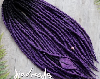 Wavy Wool Dreads Dark PURPLE DE Wool Dreadlocks Double Ended Extensions