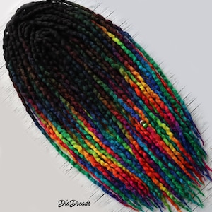 Wool Dreads Full Set BLACK ROOTS RAINBOW long de Wool dreadlocks dreads double ended natural extensions