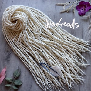 Wool Dreads WAVY White blonde pcs 12-28 inches extra long DE Wool dreadlocks dreads double ended full set wool extensions locks platinum