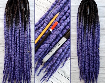 Wool Dreads Blue PURPLE Wool Dreadlocks Ombre Festival Hair Merino Loc Extensions