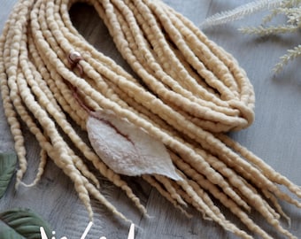 Wool Dreads DE SUNNY Blonde merino wool dreadlocks double ended full set golden wool braid-in extensions light blonde 15DE to full set